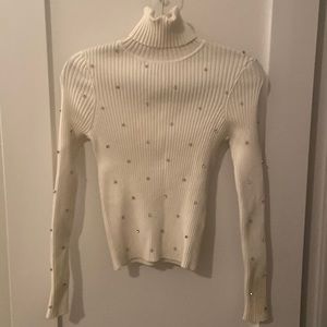 Cream Zara Turtleneck with Embellishments